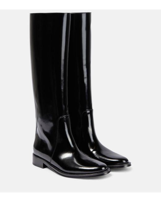 Saint Laurent Black Hunt Leather Knee-high Boots
