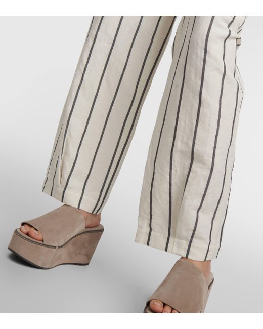 Brunello Cucinelli White Linen And Cotton Pants