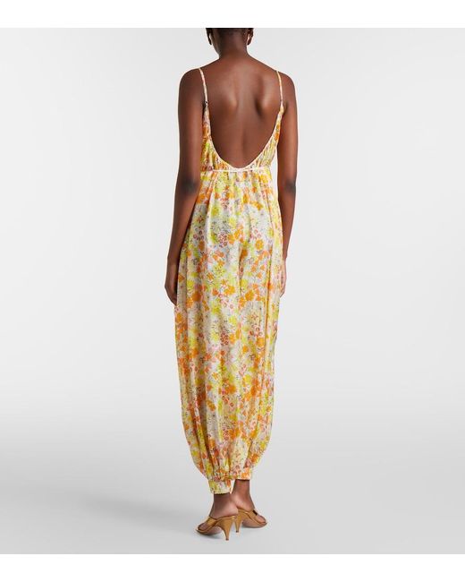 Zimmermann Metallic Solstice Silk Floral Jumpsuit