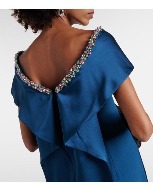 Safiyaa Blue Sallie Embellished Crepe Gown