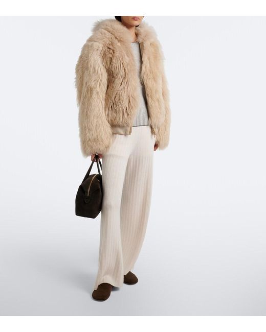 Eleventy Natural Hooded Shearling Jacket