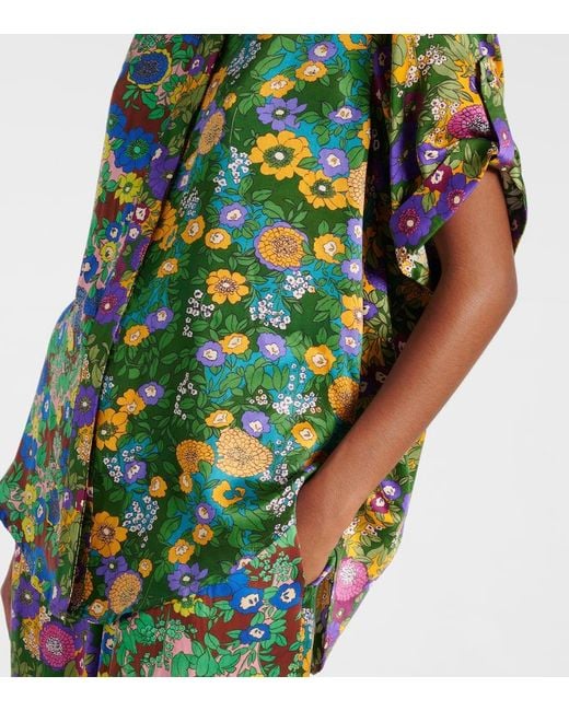 ALÉMAIS Green Printed Silk Satin Shirt