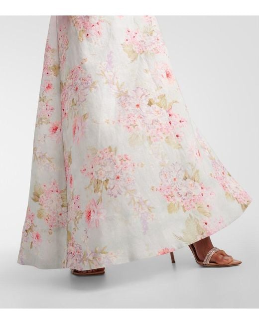 Zimmermann White Halliday Lace-Trimmed Floral Maxi Dress