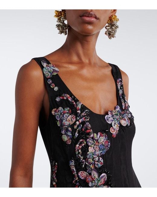 Dries Van Noten Black Applique Embellished Gown