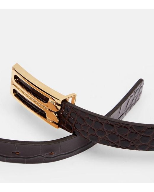 Victoria Beckham Black Croc-Effect Leather Belt