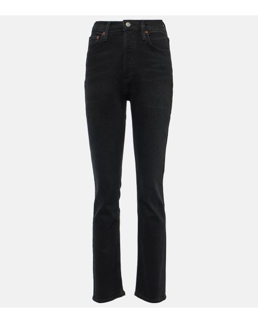Agolde Black Freya High-rise Slim Jeans