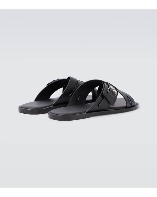 Christian Louboutin Black Emircross Leather Sandals for men