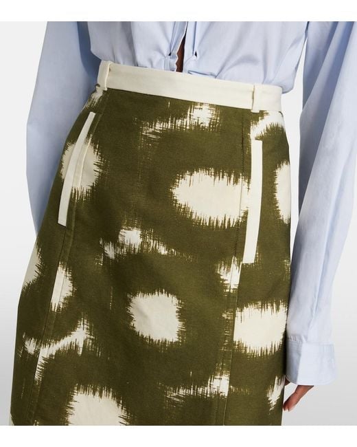 Prada Green Tie-Dye Cotton Canvas Midi Skirt