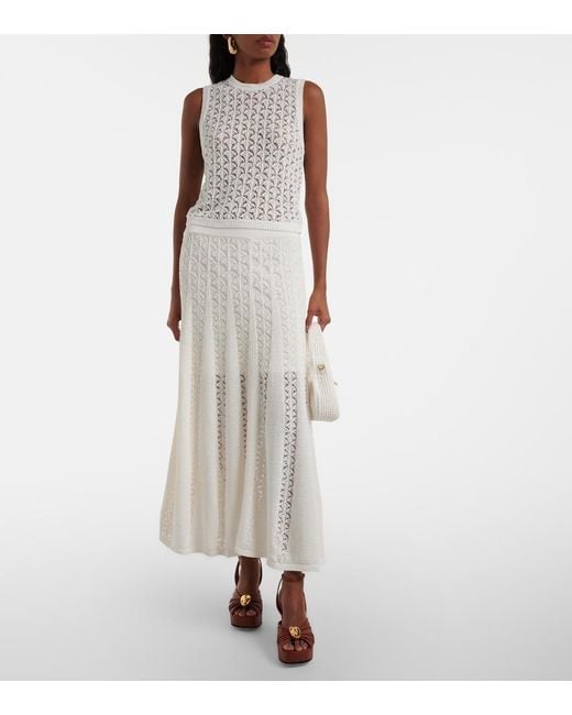 Zimmermann White Wylie Crop Crochet Cotton Tank Top