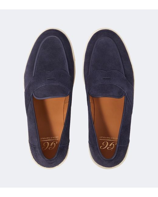 George Cleverley Blue Joey Ii Suede Penny Loafers for men