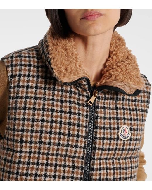 Moncler Brown Touvet Checked Wool-Blend Down Vest
