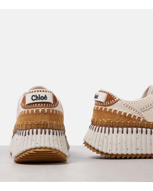 Chloé White Nama Suede Sneakers