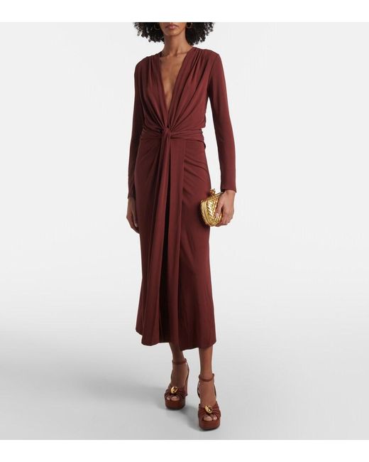 Johanna Ortiz Red Finding Yourself Draped Jersey Maxi Dress