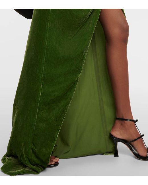 Costarellos Green Robe Rubinia Aus Samt