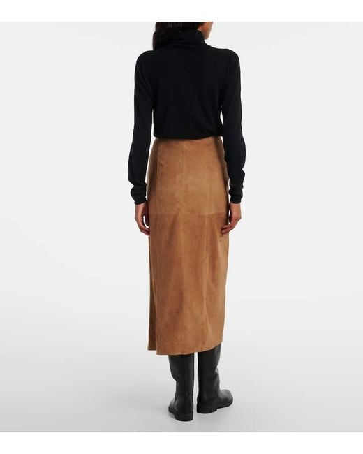 Rixo Brown High-Rise-Maxirock Edwina Aus Veloursleder