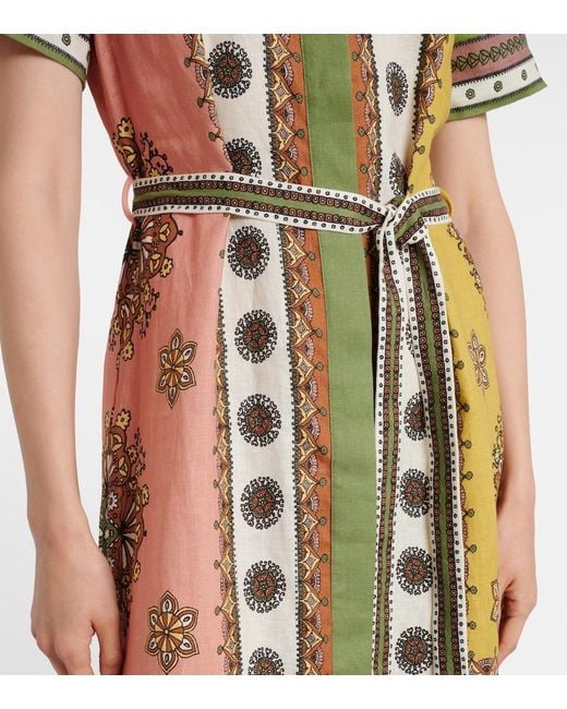 ALÉMAIS Green Contina Belted Linen Shirt Dress