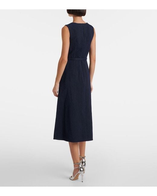 Emilia Wickstead Blue Pinah Cotton-Blend Boucle Midi Dress