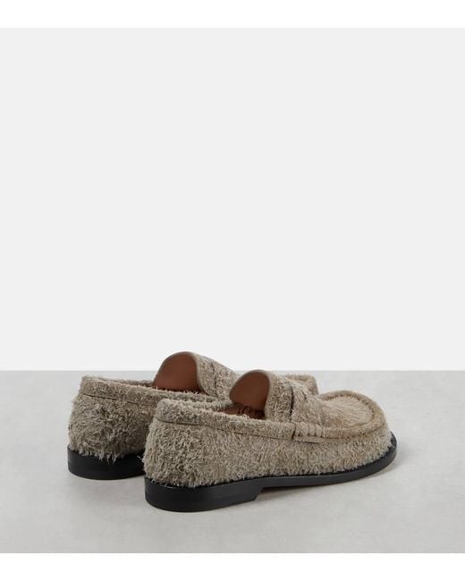 Loewe Gray Campo Suede Loafers