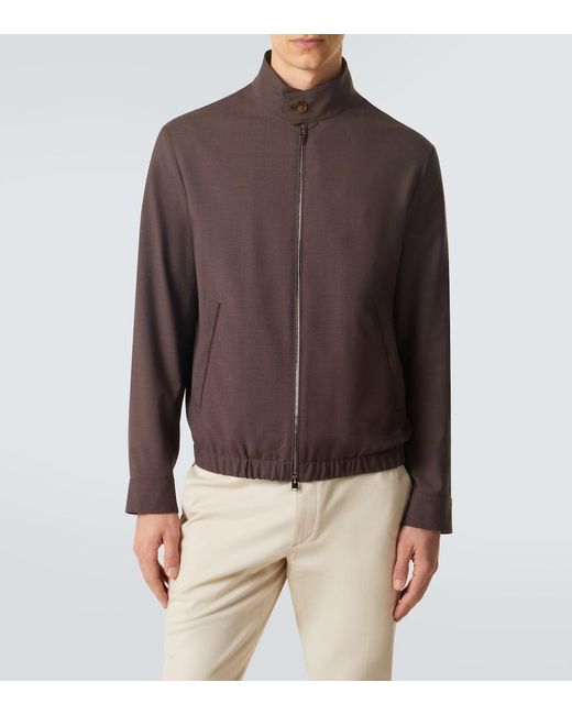 Canali Brown Impeccabile Wool Blouson Jacket for men