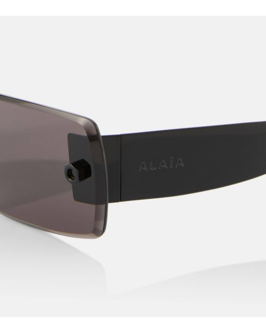 Alaïa Brown Logo Rectangular Sunglasses