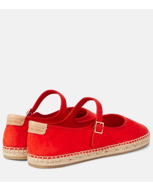 Tory Burch Red Suede Mary Jane Flats