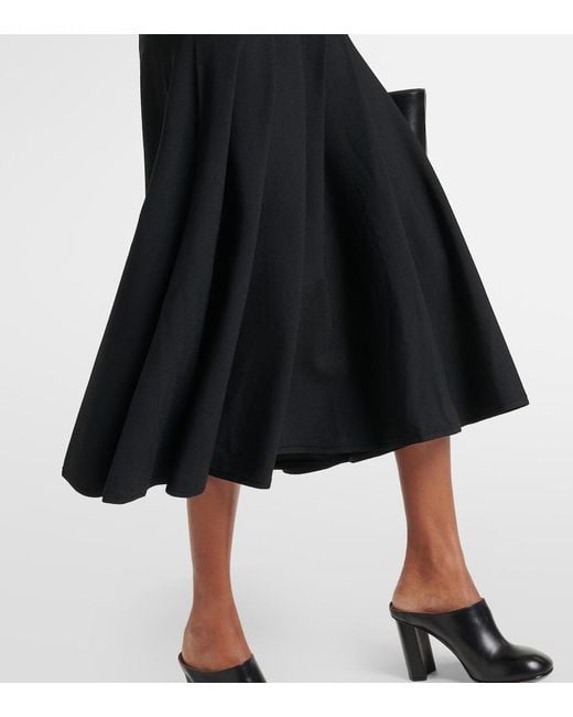 Alaïa Black Hooded Jersey Midi Dress