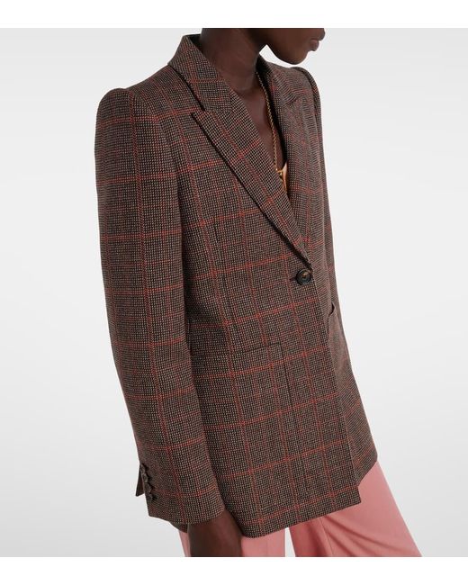 Chloé Brown Checked Virgin Wool Blazer