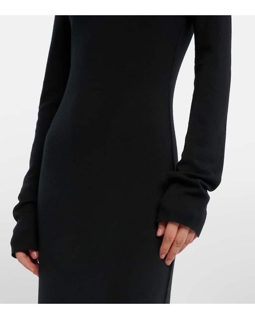 The Row Black Leoline Turtleneck Virgin Wool Maxi Dress