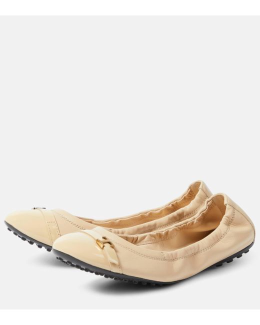 Tod's Natural Leather Ballet Flats