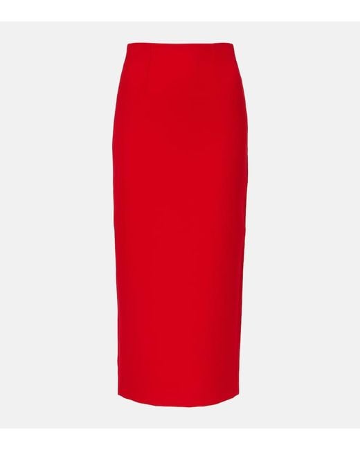 Roland Mouret Red Crepe Pencil Skirt