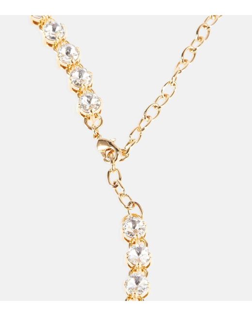 Miu Miu Natural Logo Crystal-Embellished Necklace