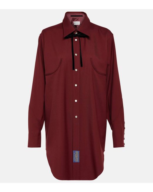 Maison Margiela Red Reversible Wool Gabardine Shirt