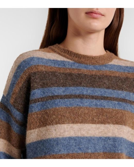 Max Mara Gray Volare Striped Alpaca-Blend Sweater