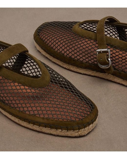 Alaïa Brown Suede-Trimmed Fishnet Espadrilles