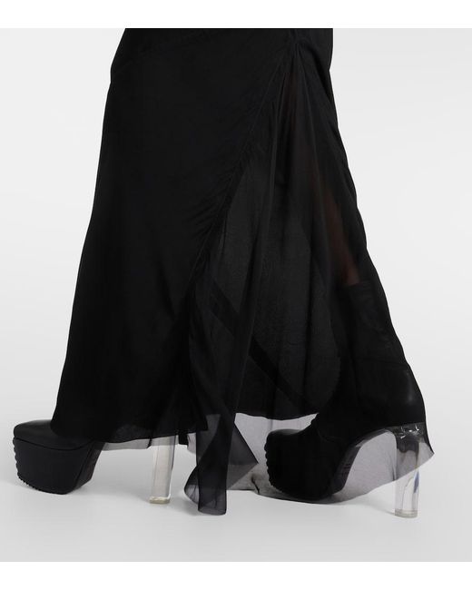 Rick Owens Black Silk Maxi Skirt
