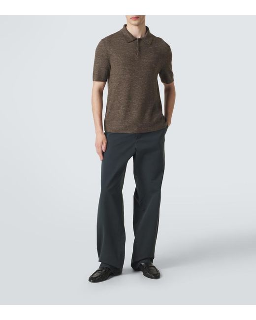 The Row Brown Ravi Silk, Cashmere, And Linen Polo Shirt for men