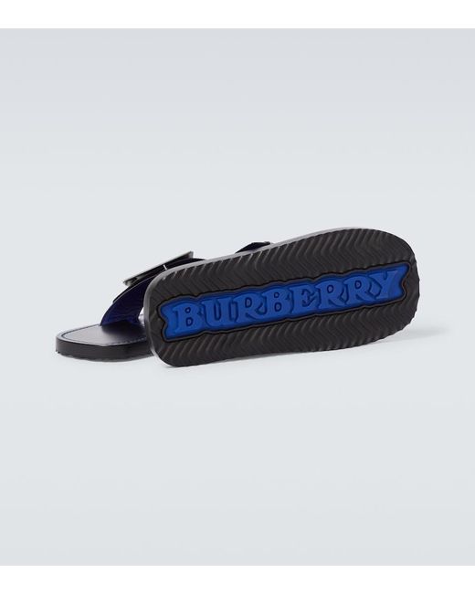 Burberry Blue Ekd Leather Sandals for men