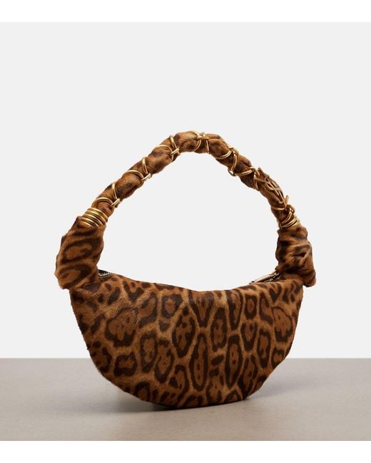 Saint Laurent Brown Amalia Mini Calf Hair Top-Handle Bag