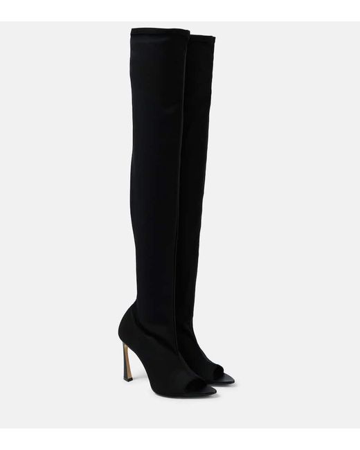 Victoria Beckham Black Peep Toe Over-The-Knee Boots