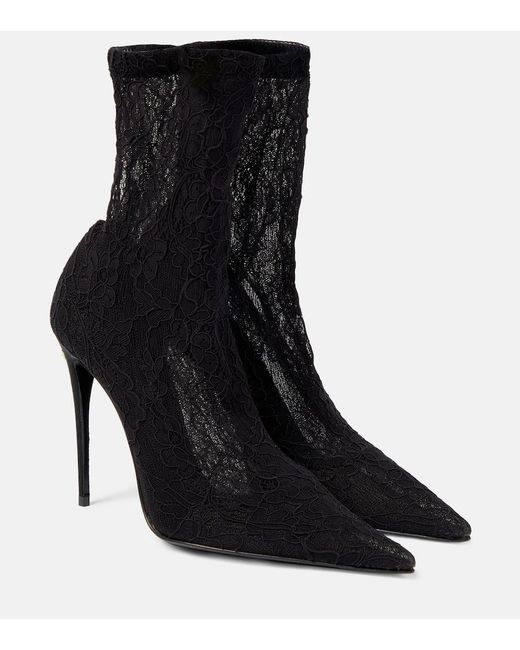 Botines Lollo de encaje y piel Dolce & Gabbana de color Black