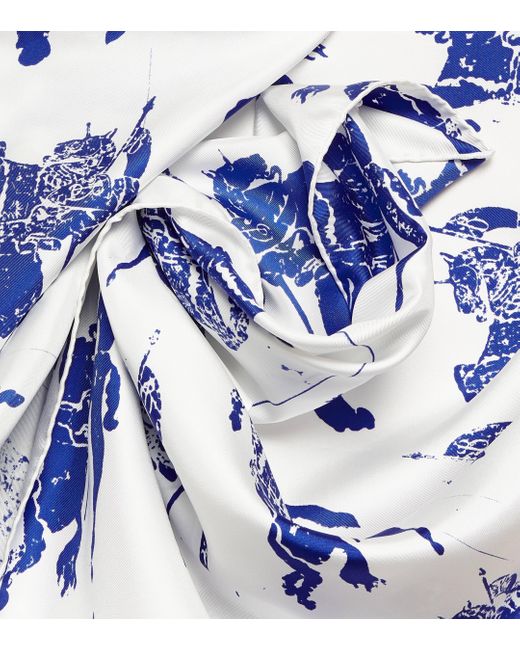 Burberry Blue Printed Silk Scarf
