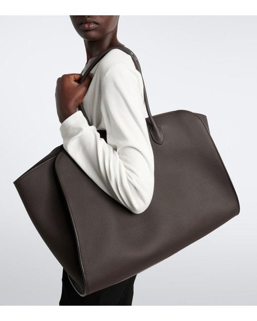 The Row Black Marlo 17 Leather Tote Bag