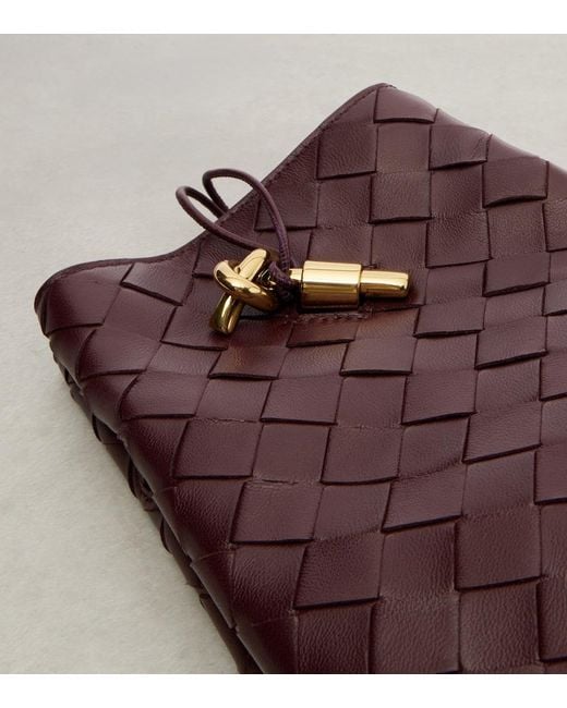 Bottega Veneta Purple Andiamo Intrecciato Leather Phone Pouch