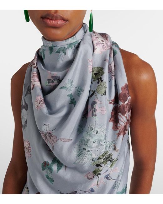 Altuzarra Gray Sleary Floral Draped Silk Top