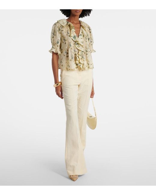 Doen Metallic Henri Floral Cotton Voile Top