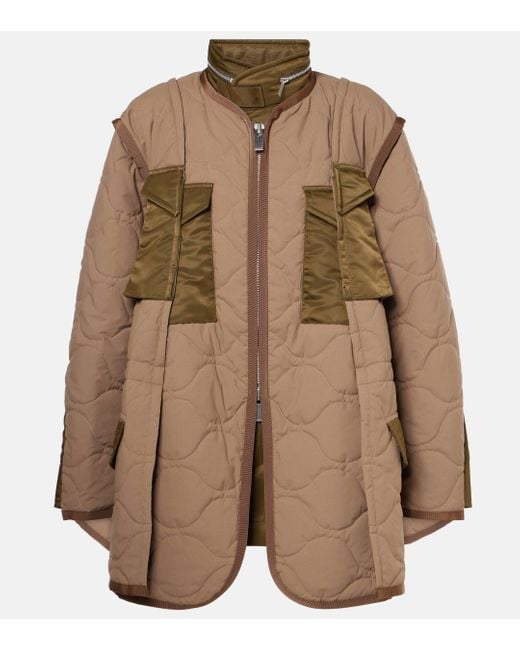 Sacai Brown Quilted Ripstop Coat