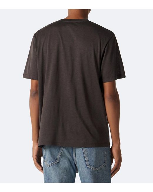 Saint Laurent Black Cassandre Silk And Cotton T-Shirt for men