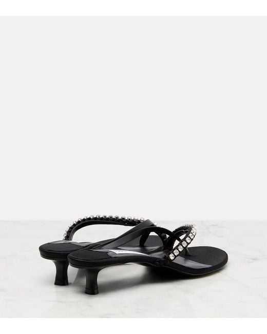 Jimmy Choo Black Dila 35 Leather And Satin Thong Sandals