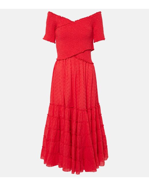 Robe midi Soledad en coton Poupette en coloris Red