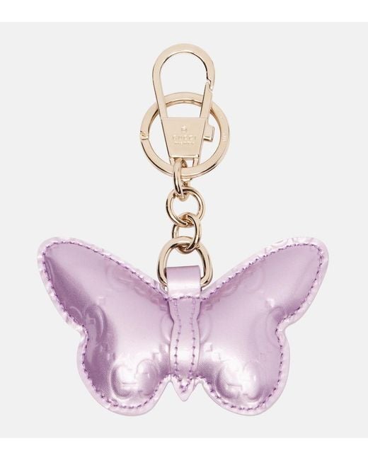 Gucci Purple Butterfly-Shaped Keychain, Leather